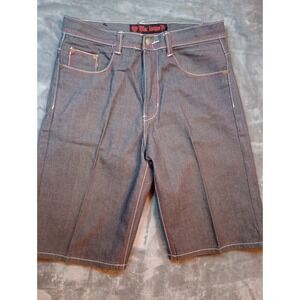 Blac Lacquer Jeans Shorts Jorts Mens‎ SZz 34 Raw Blue Hip Hop Streetwear Baggy